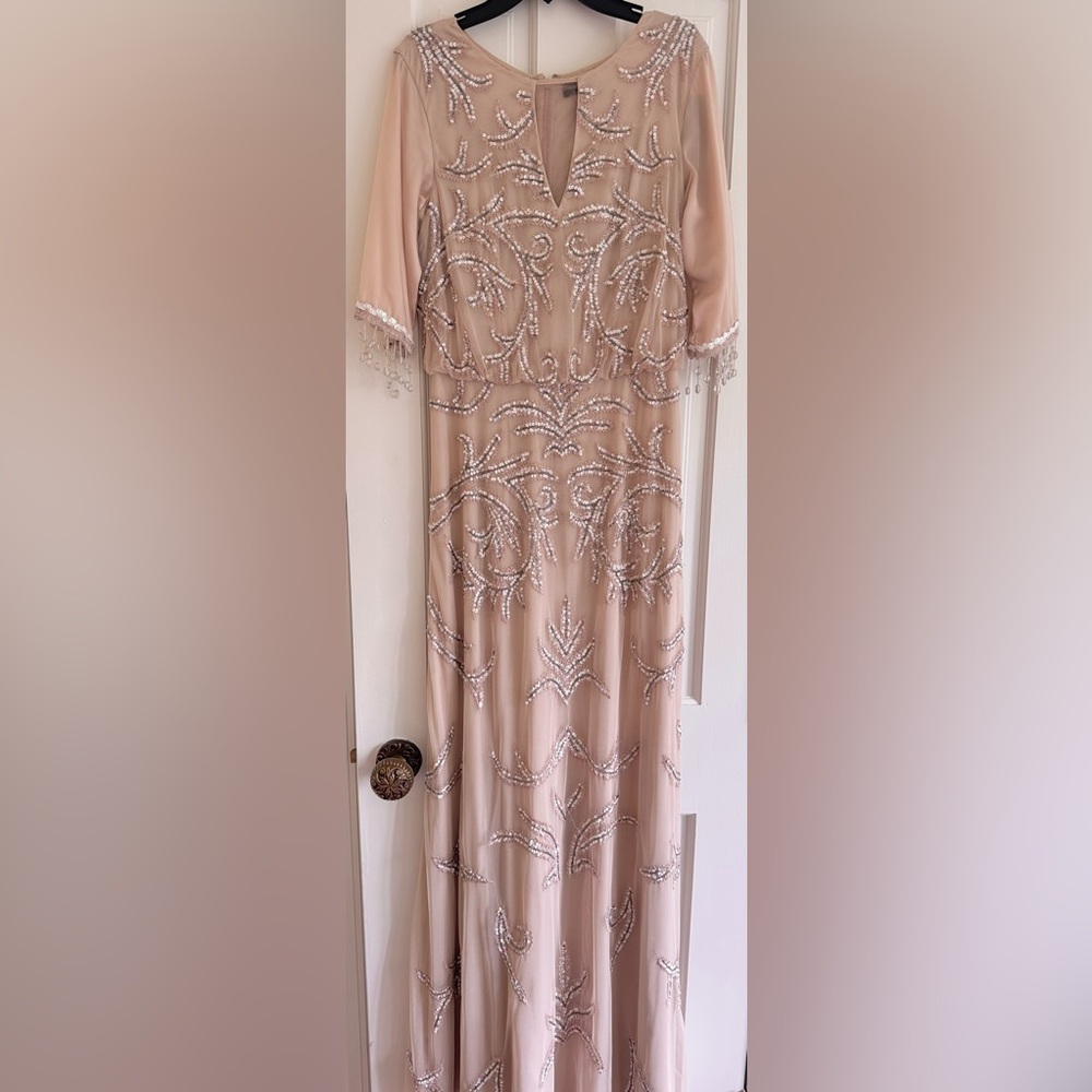 Elegant Blush Beaded Maxi Dress